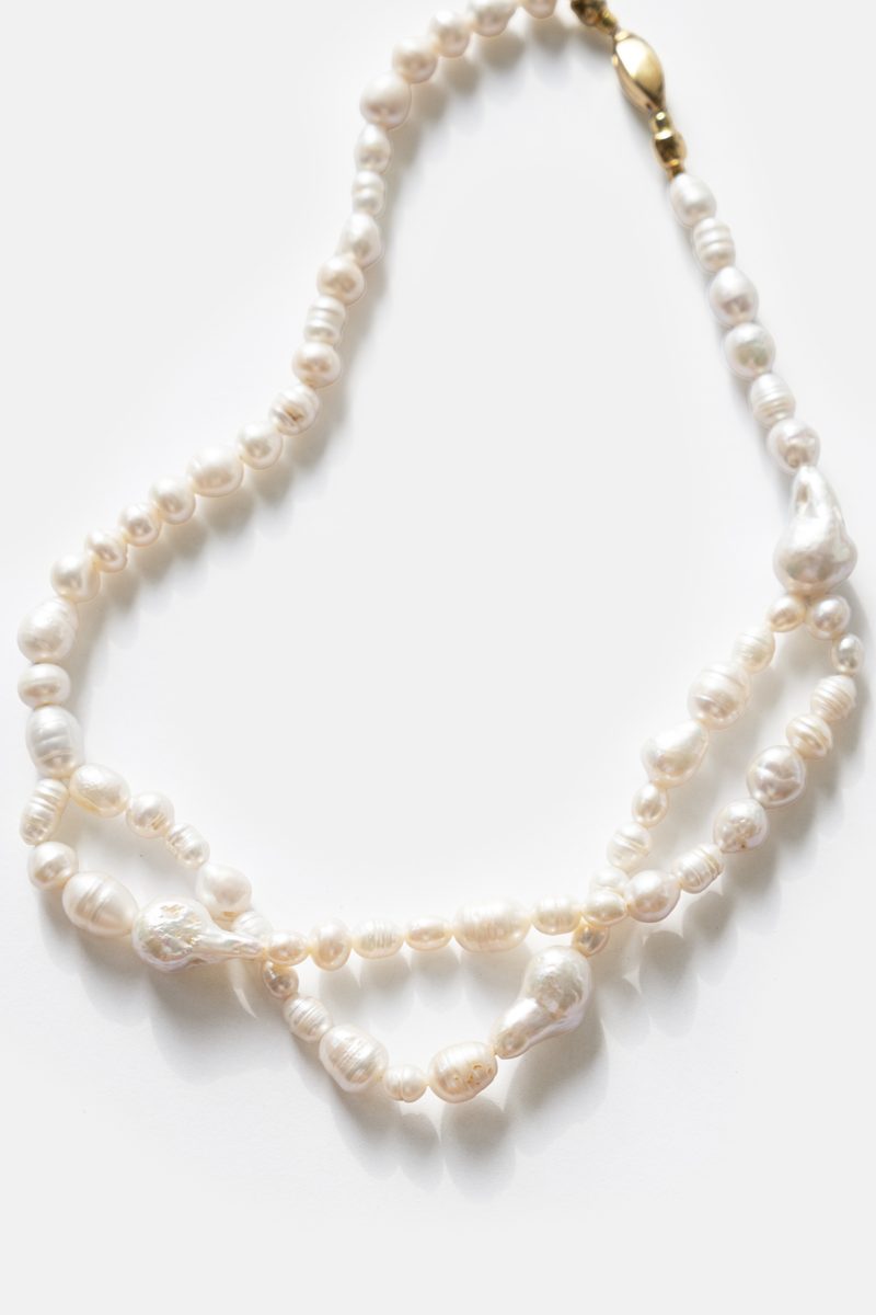White pearl double strand necklace