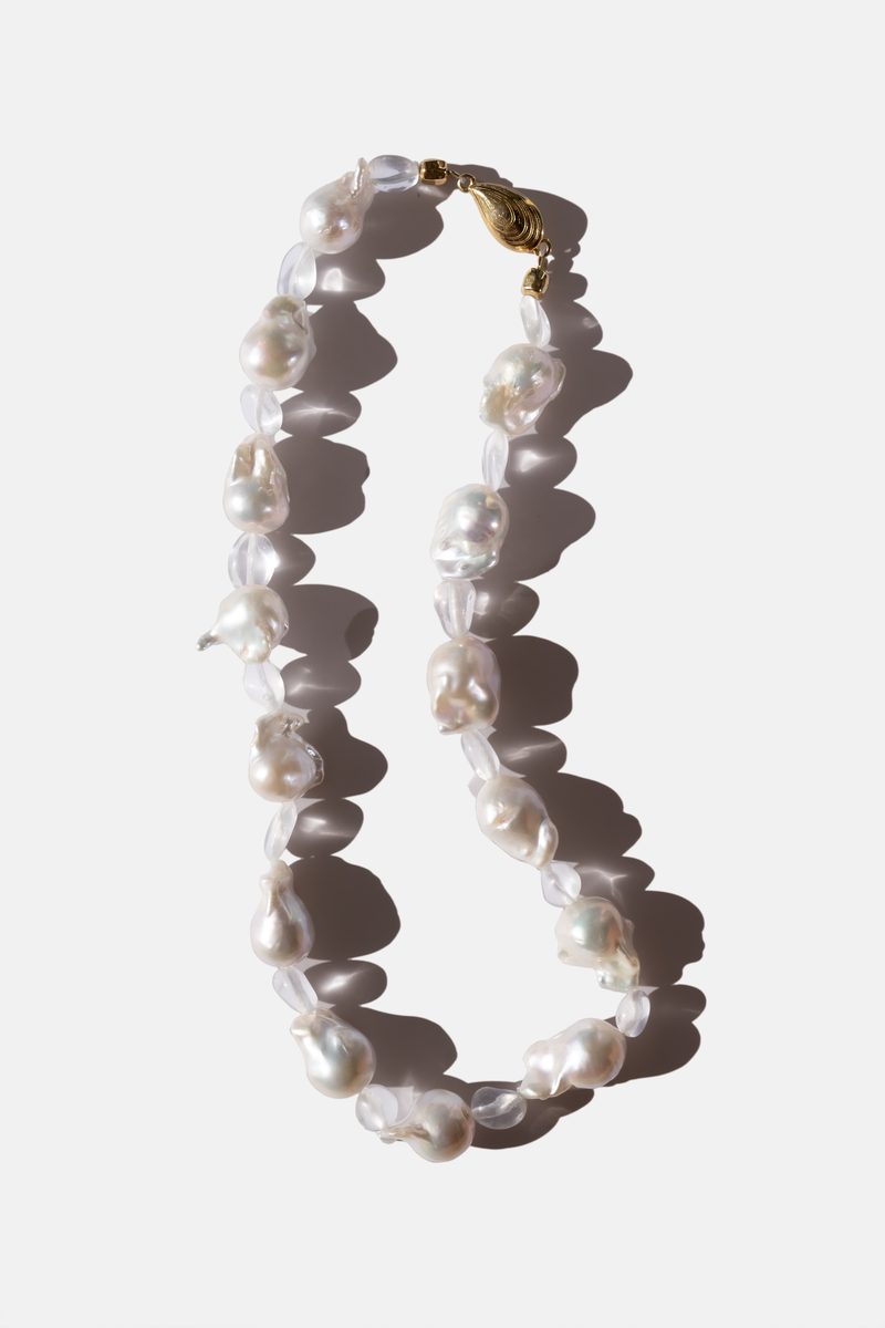 Pearl and quartz bead choker